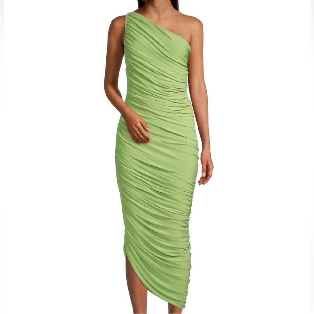 Norma Kamali One-Shoulder Diana Lime Dress